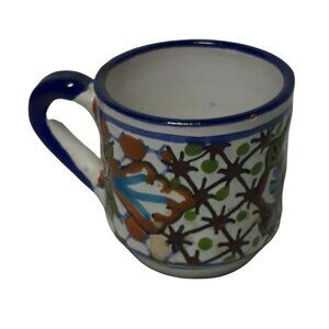 Talavera Pottery Signed Floral Small Expresso Demitasse Mug Cup 2"